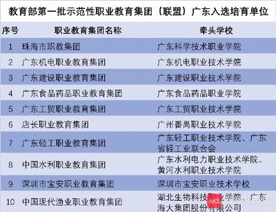 廣東省第二批示范性職業教育集團正在公示,這5家入選了